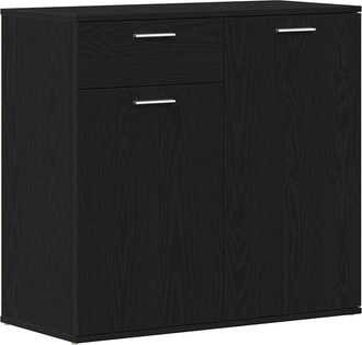 vidaXL Credenza Rovere Nero 80x36x75 Cm In Legno Multistrato - Vidaxl