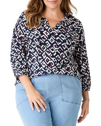 Nic+Zoe Nic+Zoe Plus Angles Linen-Blend Top