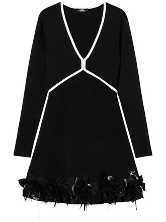 Twin-Set feather-detailing mini dress - Black