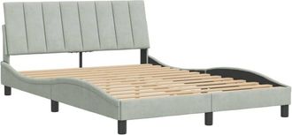 vidaXL Vidaxl - Estructura De Cama Sin Colch&oacute;n Terciopelo Gris Claro 140x190 Cm
