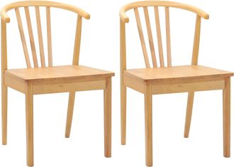 vidaXL Silla De Comedor 2 Uds. Madera De Caucho S&oacute;lida Natural Vidaxl