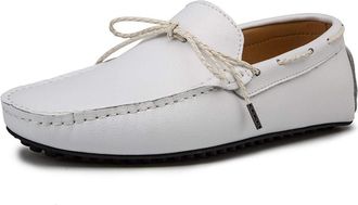 Generic Mens Loafers Square Toe Faux Leather Driving Moccasins Boat Shoes Flexible Resistant Flat Heel Outdoor Slip On(White,10.5 UK)