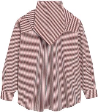 Ami Camicia a righe in cotone con colletto stile bandana - Rosso