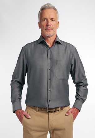 Eterna Langarmhemd ETERNA COMFORT FIT, Herren, Gr. 52, Normalgr&ouml;ssen, grau, 100% Baumwolle, normal, Manschette, Hemden Langarmhemd, NON IRON (b&uuml;gelfrei)
