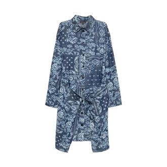 Emporio Armani Shirt Dresses, female, Blue, Size: 2XS Bandana Print Chambray Dress