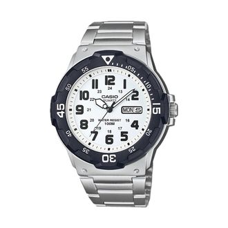 Casio Mens Stainless Steel Water-Resistant Analog Watch with White Dial - MRW-200HD-7B