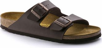 Birkenstock Womens Arizona Birko Flor Slide Sandal In Dark Brown