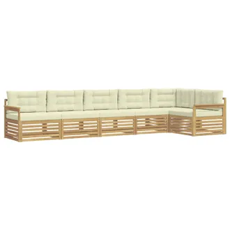 vidaXL Conjunto De Sof&aacute;s De Exterior 6 Pcs Blanco Y Crema Poli&eacute;ster Vidaxl