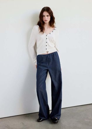 Mango Pantaloni dritti satinati blu - Donna - XS - MANGO