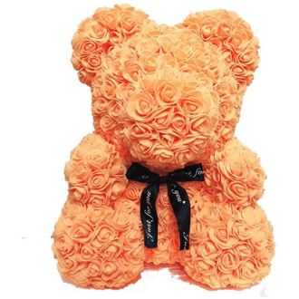Trade Shop Trade Shop - Rosas Oso De Peluche Con 40 Cm Flores Artificiales En Caja De Regalo - Orange