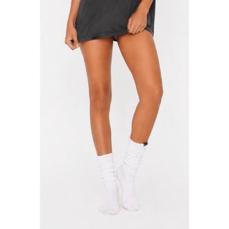 Lechery Gender Inclusive Scrunch Crew Socks in White at Nordstrom