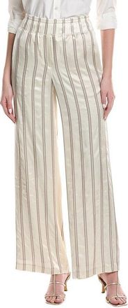 Brunello Cucinelli Warm White Striped Wide-Leg Trousers, Brand Size 46 (US Size 12)