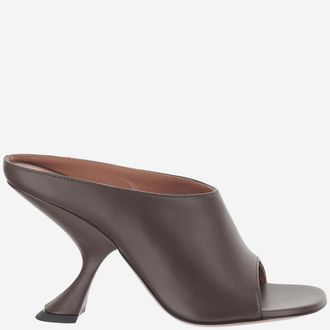 Amina Muaddi Coffee Brown Open Toe Heels