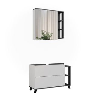 Vicco Conjunto De Muebles De Ba&ntilde;o Karen, Antracita/blanco, 2 Partes