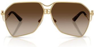 Dolce & Gabbana 62mm Gradient Pilot Sunglasses in Gold /Gradient Brown at Nordstrom