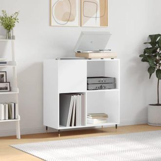 vidaXL Vidaxl - Mobile Porta Dischi Bianco Lucido 84,5x38x89 Legno Multistrato