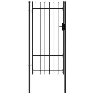 Berkfield Home Fence Gate Single Door with Spike Top Steel 1x2 m Black