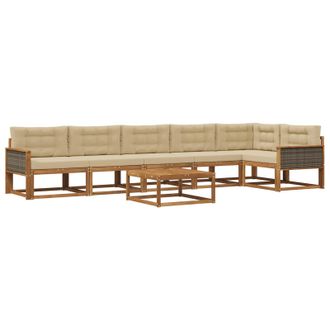 vidaXL Conjunto De Sof&aacute;s De Exterior Con Coj&iacute;n 7 Pcs Natural Y Beige Vidaxl