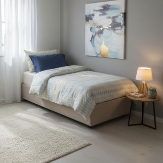 Dmora Dmora - Cama Individual Dmaiell, Cama Contenedor Con Revestimiento De Tela, 100% Made In Italy, Apertura Frontal, Con Colch&oacute;n 80x200 Cm Incluido, T&oacute;rt