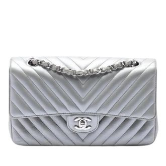Chanel Pre-owned Double Flap Schoudertas - Dames - Pre-owned - Grijs - Maat: ONE Size Leer