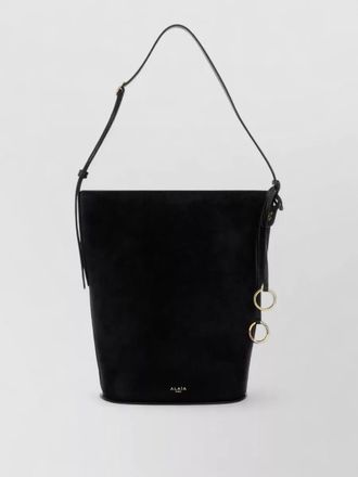 Alaia suede bucket shoulder bag adjustable strap