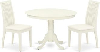 East West Furniture Dining Room Set Linen White, HLIP3-LWH-C