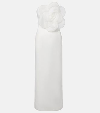 LEO LIN Floral-appliqu&eacute; maxi dress