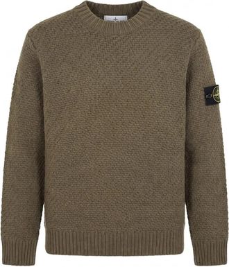 Stone Island Maglia RWS - Heren - Ronde hals truien - Groen - M - Wol - Truien & Vesten