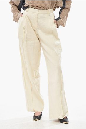 Helmut Lang Linen-Blend Trousers with 2 Pleats size 42