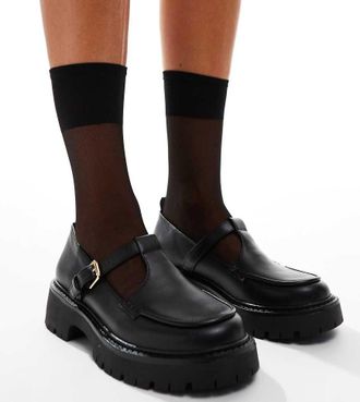 London Rebel London Rebel Tilly wide fit chunky mary janes in black
