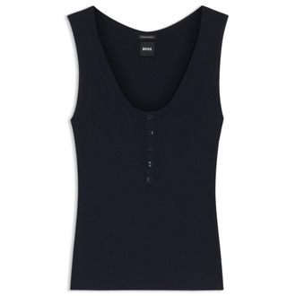 BOSS Sleeveless top in rib-knit merino wool