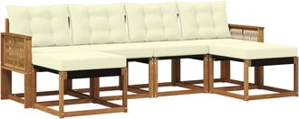 vidaXL Conjunto De Sof&aacute;s De Exterior 6 Uds. Natural Y Crema Vidaxl