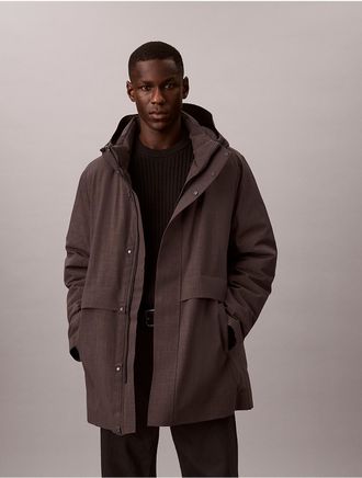 Calvin Klein Mens Heathered Puffer Jacket - Grey - L