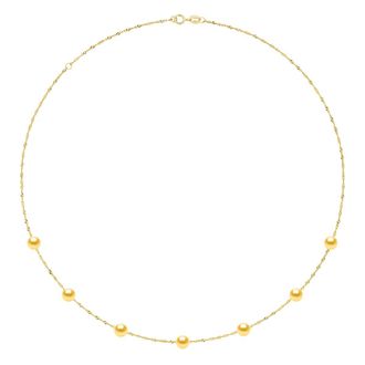 Ateliers Saint Germain Womens Necklace Pearls - 7 Real Cultured Freshwater Round 6-7 mm - Gold - One Size