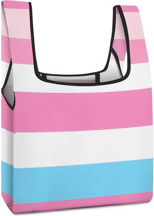 Generic Trans Pride Free Flag Shopping Bag Reusable Grocery Tote Bag Foldable Handbag for Travel Picnic