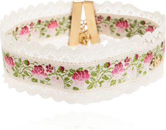 Chlo&eacute; Accessoires, Dames, Beige, ONE Size, Polyester, Folk Ketting met Bloemendessin