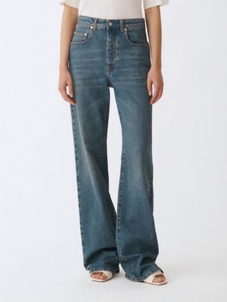 Fabiana Filippi Womens Wide Leg Jeans - Blue Cotton - Size EU 42 (Womens)
