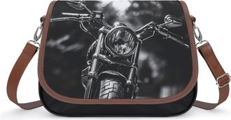 Generic Vintage Motorcycle Crossbody Bag Womens Handbag PU Message Bags Shoulder Purse with Adjustable Strap