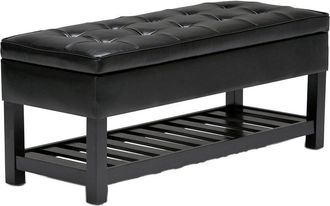 Simpli Home Cosmopolitan 44In Transitional Rectangle Storage Ottoman Bench With Open Bottom