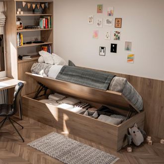 Emuca Emuca - Juego De Mecanismos Elevables Para Cama Canap&eacute;, Apertura Lateral, Para Camas De 90 Cm, Acero, Pintado Negro