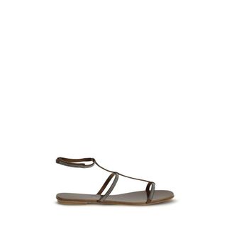 Pedro Garcia Brown Calf Leather Bos Taurus Strap-On Womens Sandals