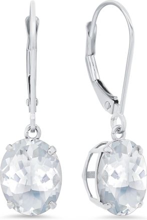 MAX + STONE 14k Yellow or White Gold 8x10mm Oval Gemstone Dangle Earrings with Leverbacks