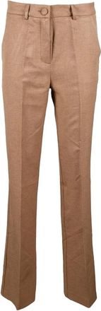 Dimora Brown Mid-Rise Straight-Leg Polyester Pants