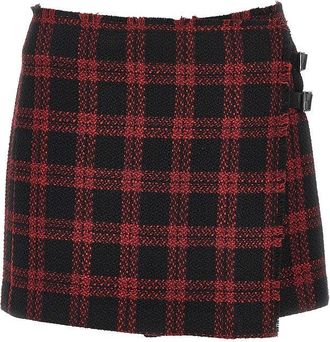 Pinko Check tweed mini skirt Woman 38