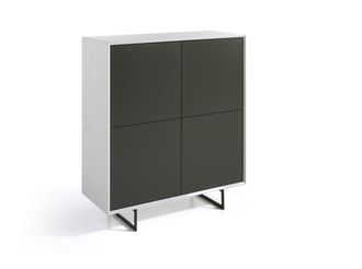 Pondecor Interiorismo Aparador Tiber patas met&aacute;licas negro mate y mueble en MDF gris/blanco