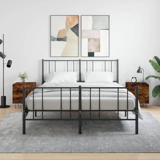 vidaXL Vidaxl - Mesita Noche 2 Uds Madera Ingenier&iacute;a Roble Ahumado 40x35x47,5cm