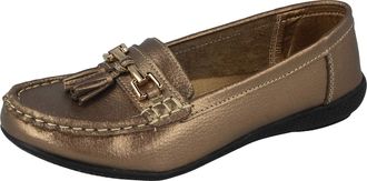 Jo & Joe Ladies Nautical Leather Smart Loafer Tassel Moccasin Flat Slip On Comfort Shoe Bronze 8 UK / 41 EU