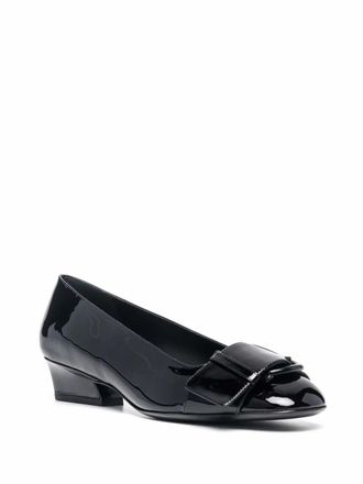Ferragamo Buckle-Detail Patent Leather Ballerina Flat - Black
