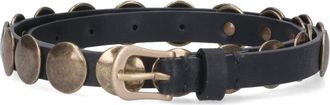 Golden Goose Black Trinidad Gold-tone Studded Leather Belt