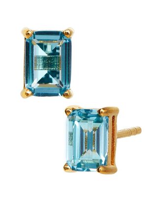 Savvy Cie Jewels 18K Over Silver Aquamarine March Birthstone Earrings